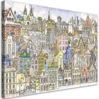 WANDBILD fröhliche stadt - Multicolor, Textil (60/40cm) - Feeby