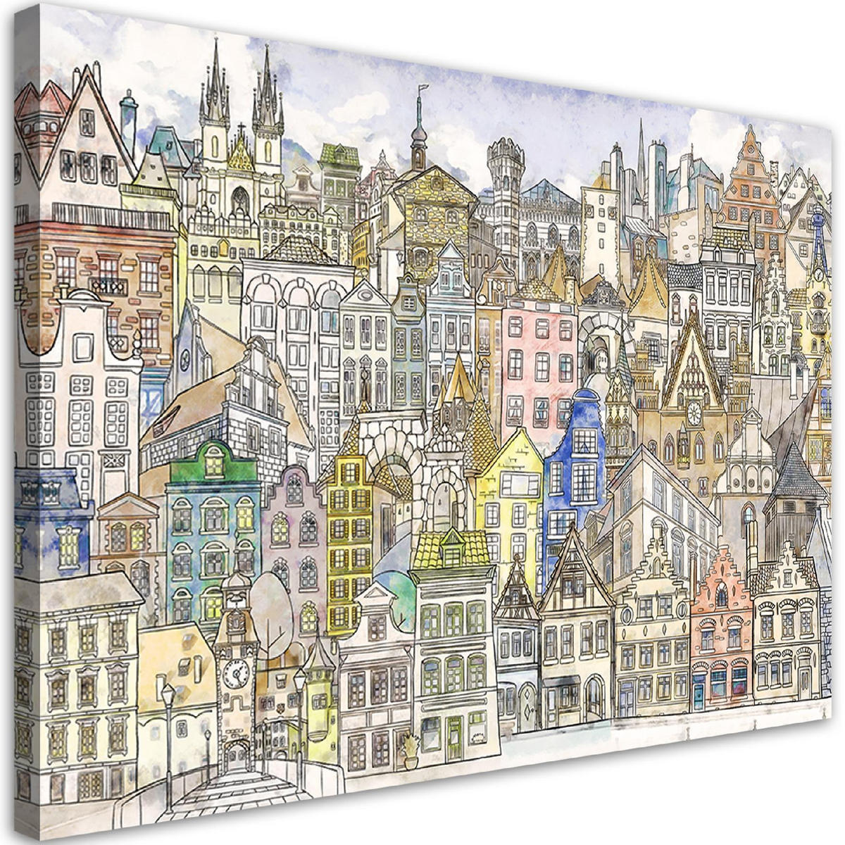 WANDBILD fröhliche stadt - Multicolor, Textil (60/40cm) - Feeby