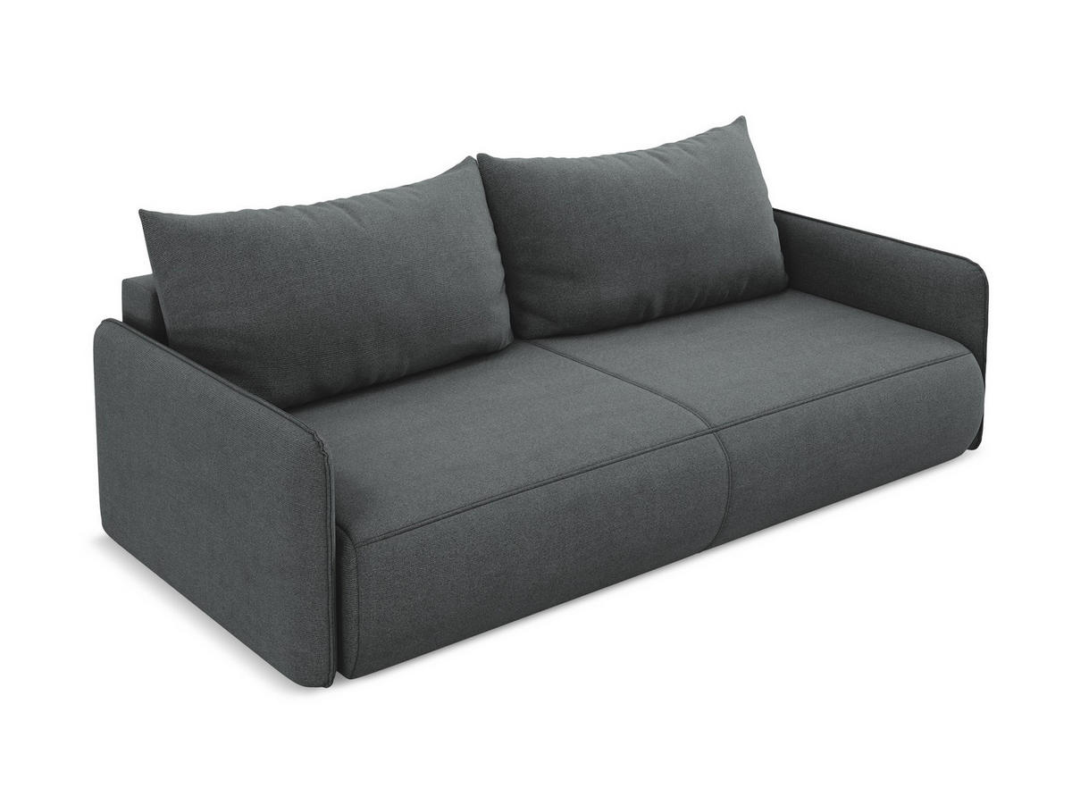 3-SITZER SOFA mit Schlaffunktion Strukturstoff Stoff Grau - Schwarz/Grau, Kunststoff/Textil (216/86/105cm) - Makamii