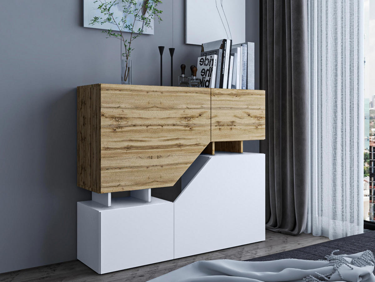 KOMMODE Ceelias - Weiß, Holzwerkstoff (120/100/35cm) - MIRJAN24