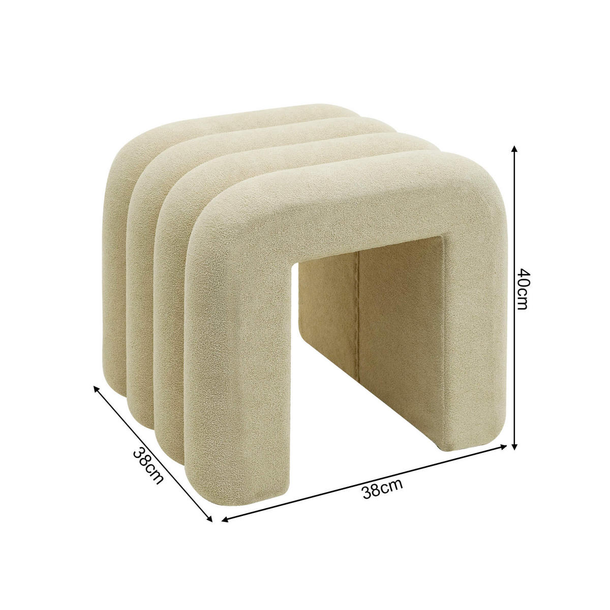 POUF 2er Set Beige 38/40/40 cm - Beige, Textil (40/40/38cm) - Mobili Rebecca