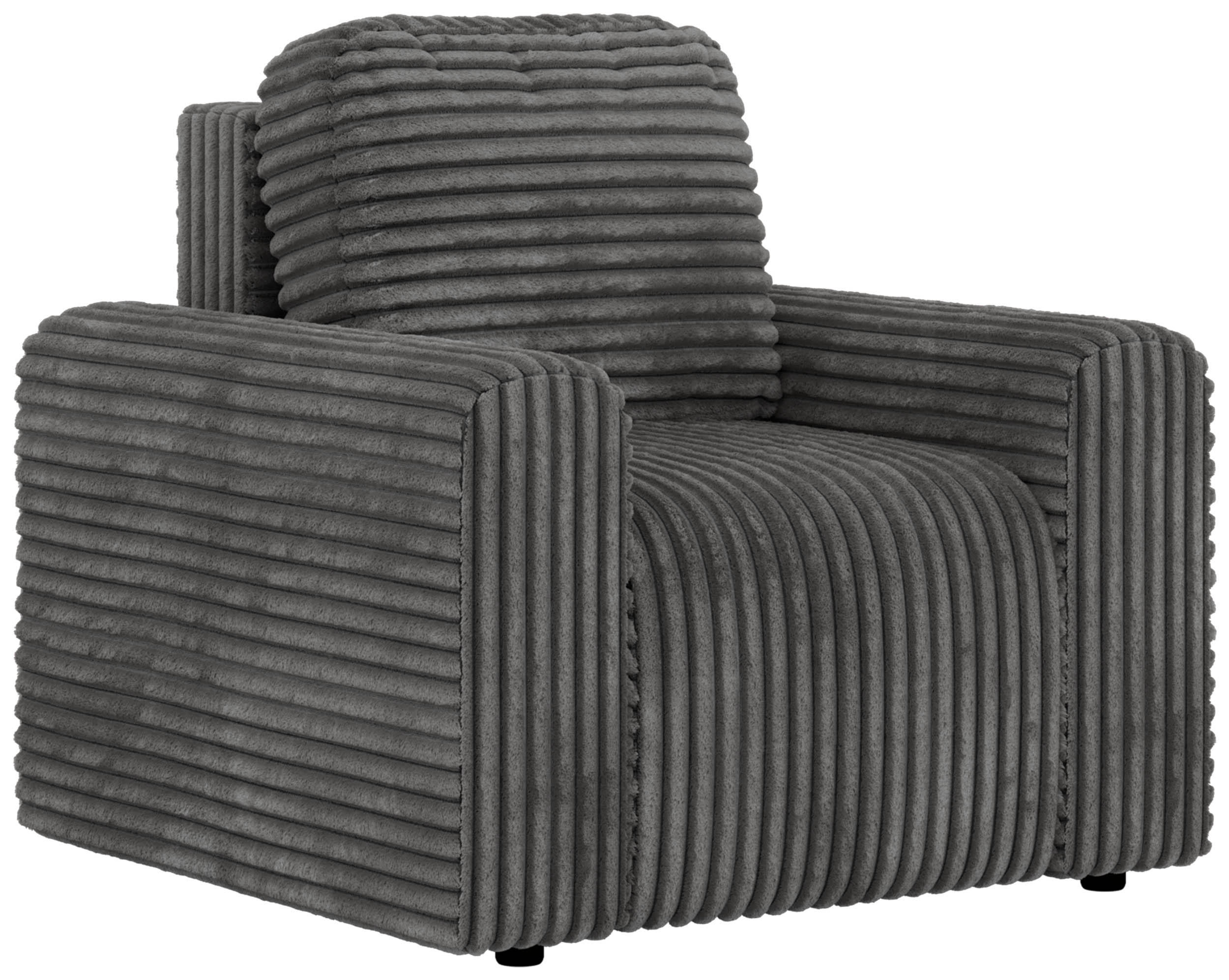 SESSEL NESSARO - Grau Cord - Schwarz/Grau, Kunststoff/Textil (96/94/90cm) - MKS
