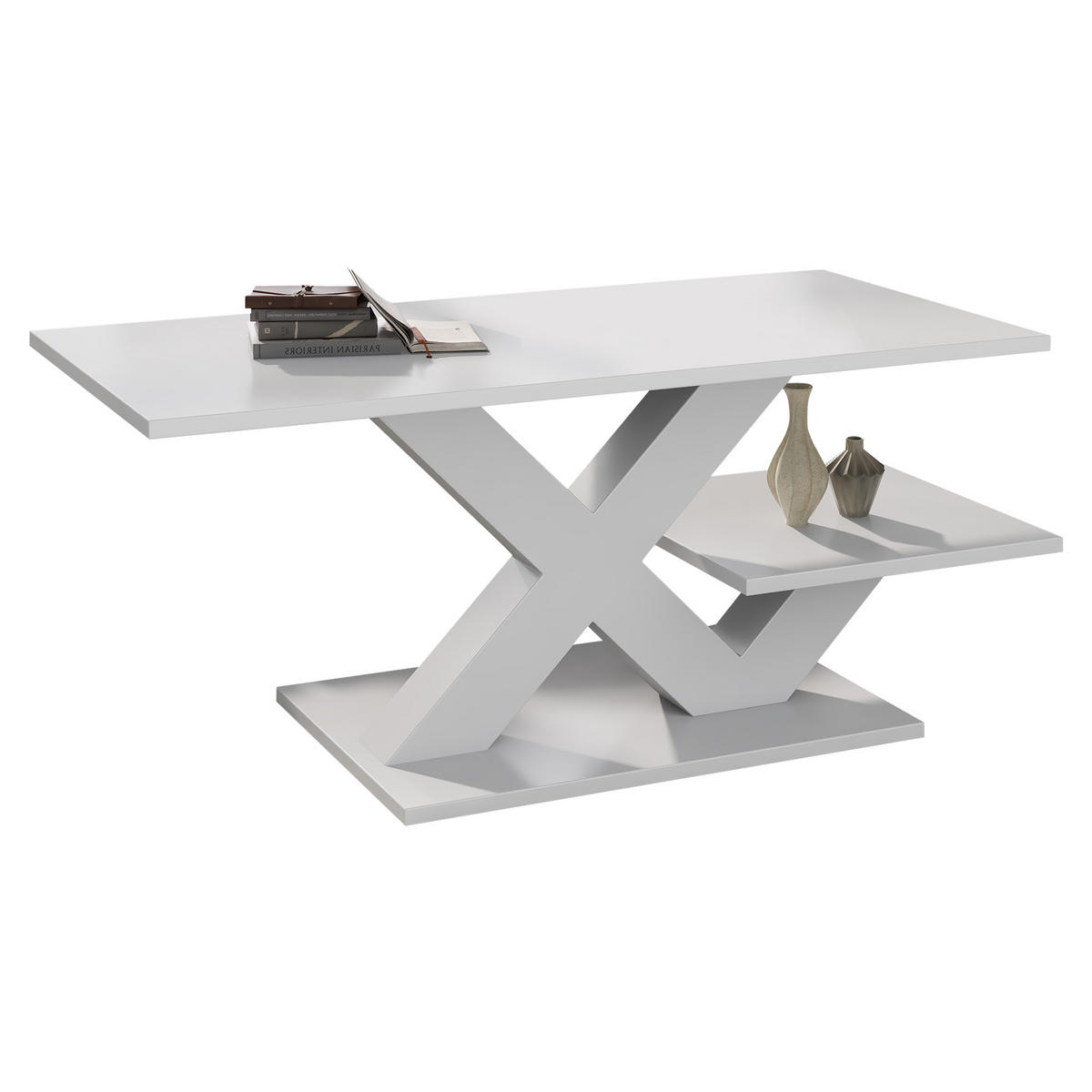 COUCHTISCH rechteckig Weiß Hochglanz 100/48/45 cm - Weiß, Holzwerkstoff (100/48/45cm)