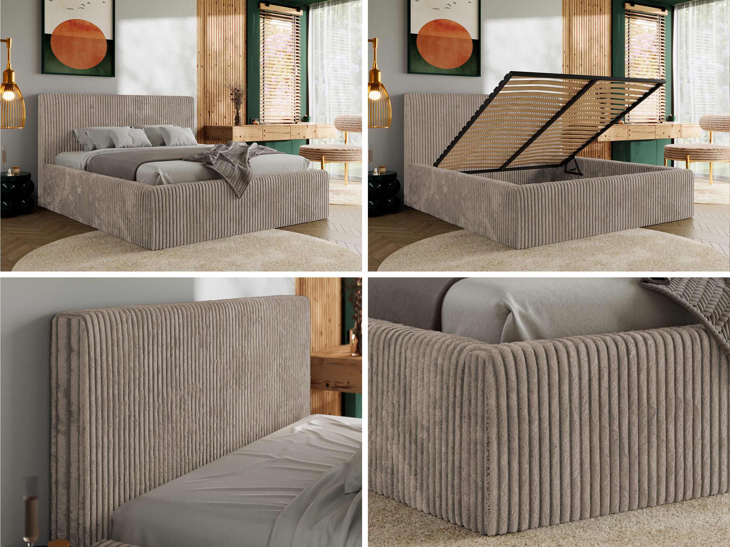 Thumbnail - MKS Polsterbett, Hellbraun, Textil, 2-Sitzer, H3 + H4, 7-Zonen, Rechteckig, 200x200 cm, Oeko-Tex®, Schlafzimmer, Betten,...