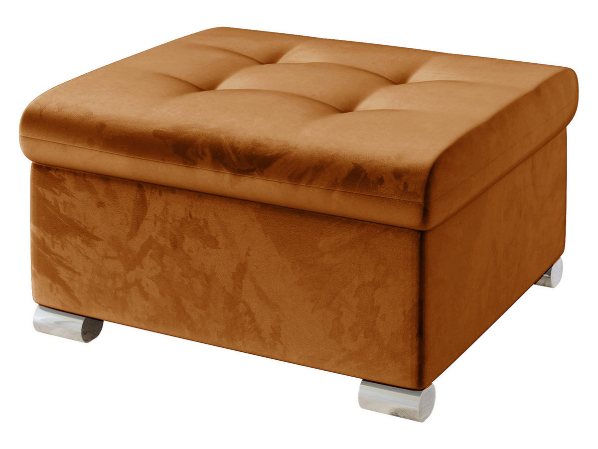 POLSTERHOCKER Niko Klein - Silberfarben/Bronzefarben, Holz/Textil (70/41/68cm) - MIRJAN24