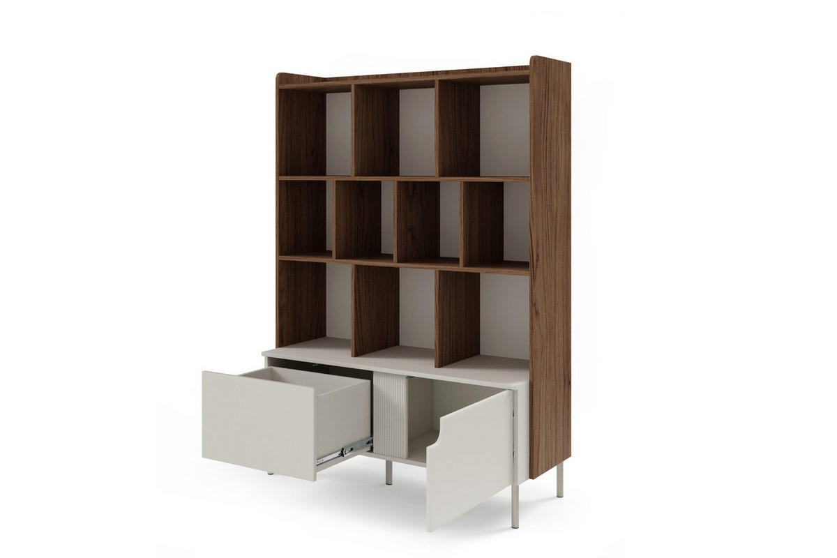 BÜCHERREGAL PAURO 05 113/160/42 cm in Walnuss Alba / Kaschmir - Kaschmir/Walnussfarben, Holzwerkstoff (113/160/42cm) - Deine Möbel 24