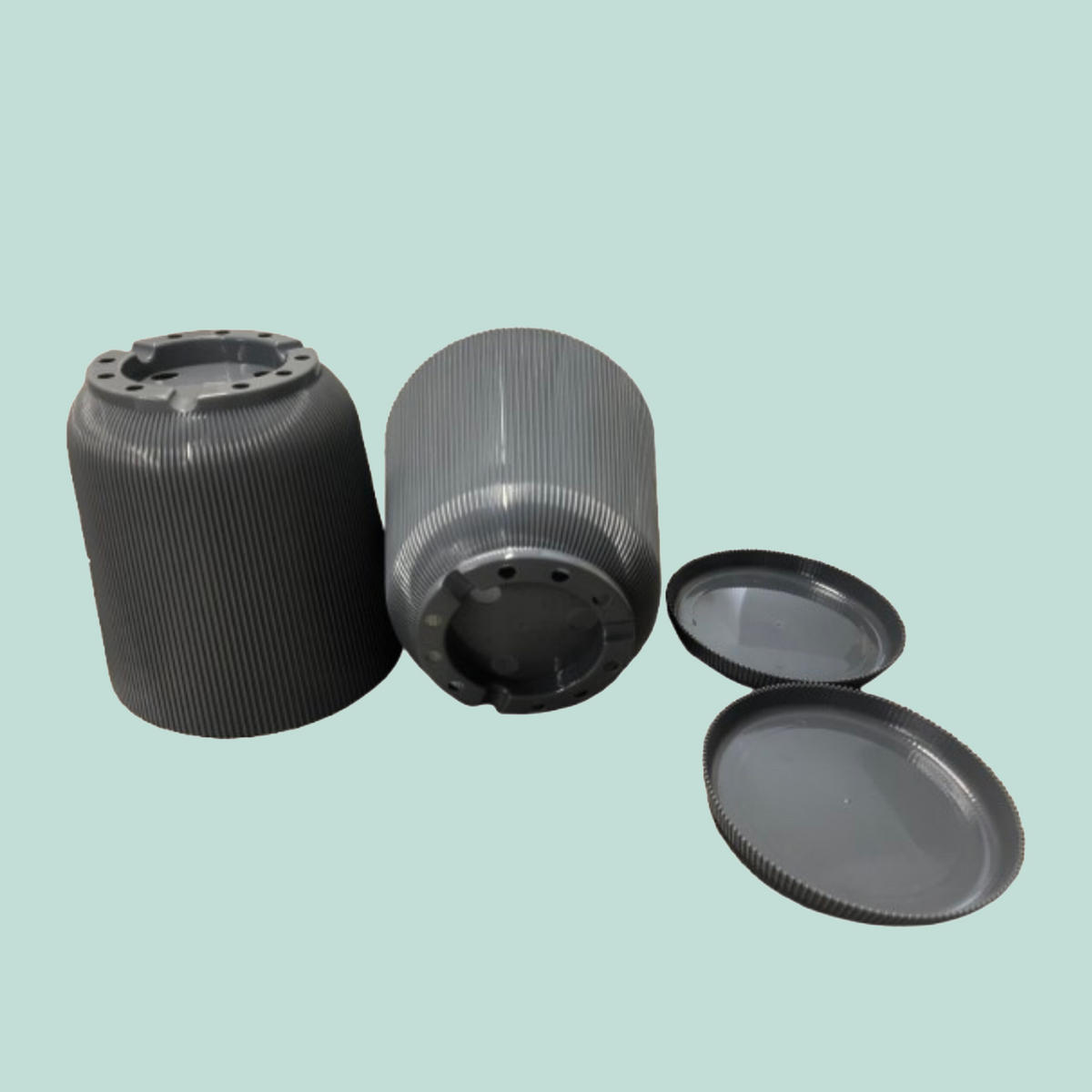 2XBLUMENTOPF - Anthrazit, Kunststoff (20cm) - Relaxdays