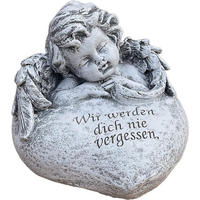 STEINFIGUR Engel Herz Wir Werden Dich nie vergessen Steinguss frostfest massiv - Grau, Stein (12/10/11cm) - stoneandstyle