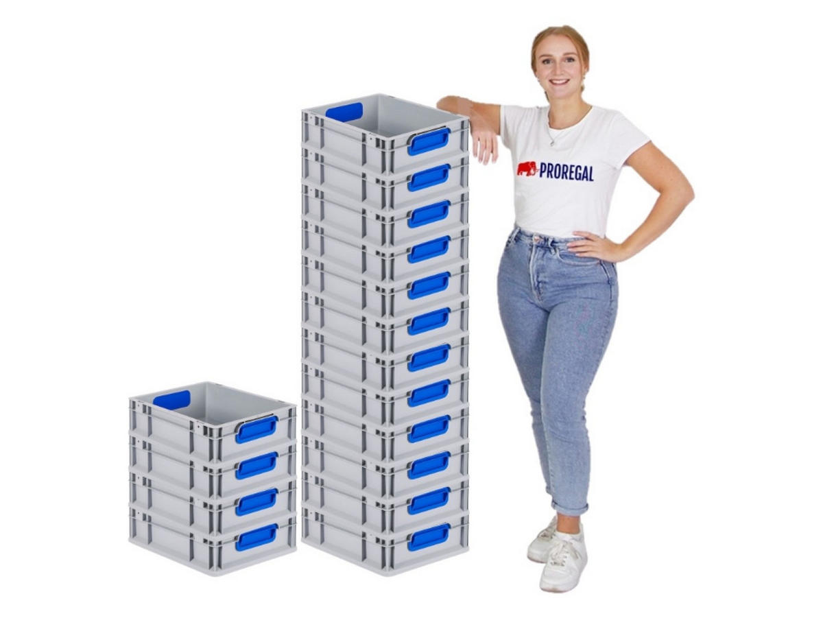 EUROBOX 16x Nextgen Color 12x30x40cm 11 Liter Griffe Blau Geschlossen - Blau, Kunststoff (30/12/40cm) - PROREGAL