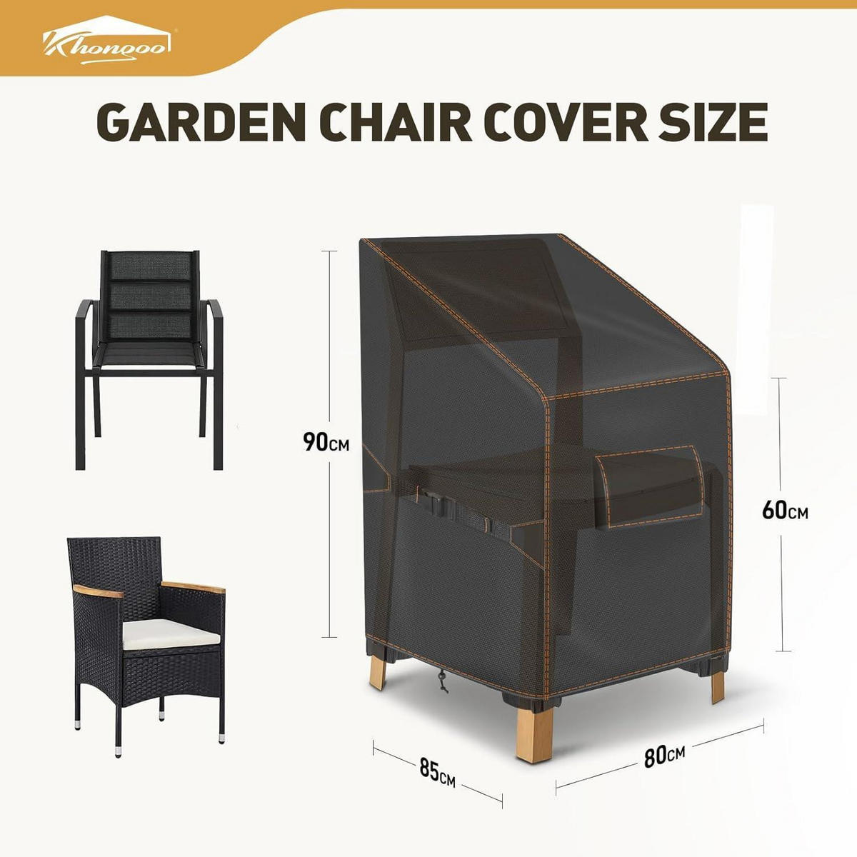 GARTENSTUHL Abdeckung Schwarz 80 x 85 x 60/90 cm - Schwarz, Textil (80/90/85cm)