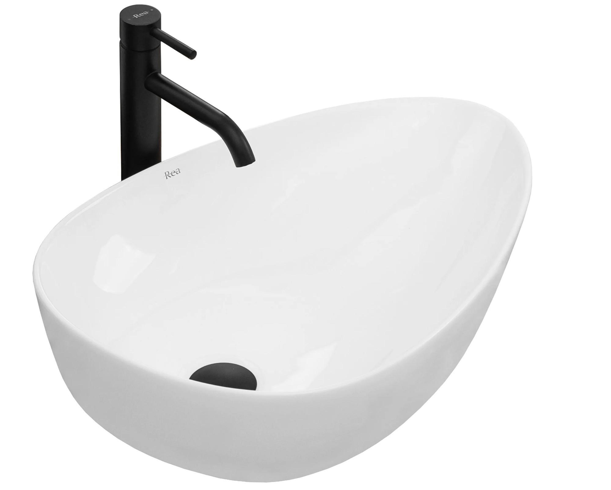 AUFSATZWASCHBECKEN Rea Greta 55 - Weiß, Keramik (39/13/56cm) - REA