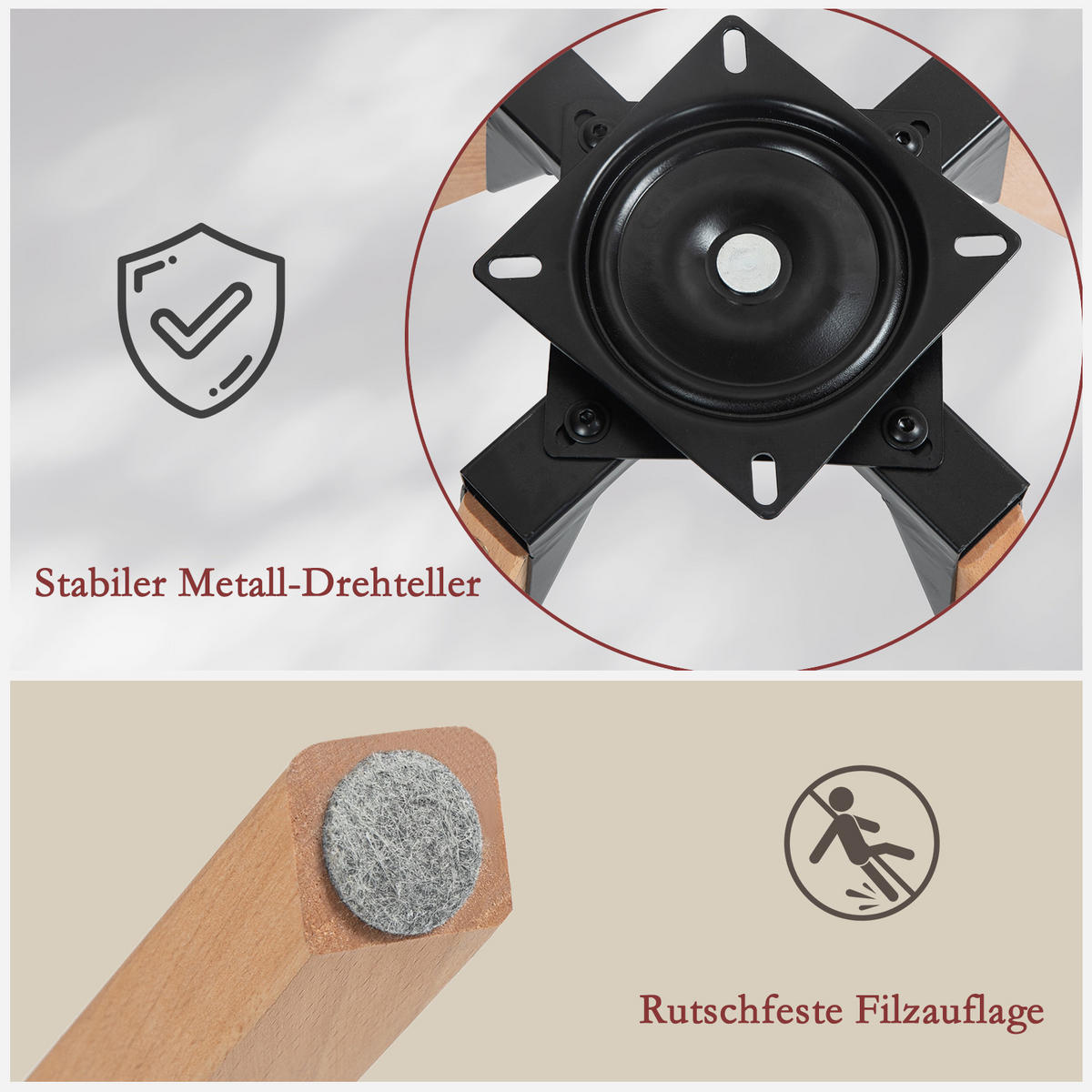 ARMLEHNSTUHL-SET 4 Stück drehbar in Webstoff - Gelb/Buchefarben, Holz/Textil (57/83/56cm) - Meubles Cosy