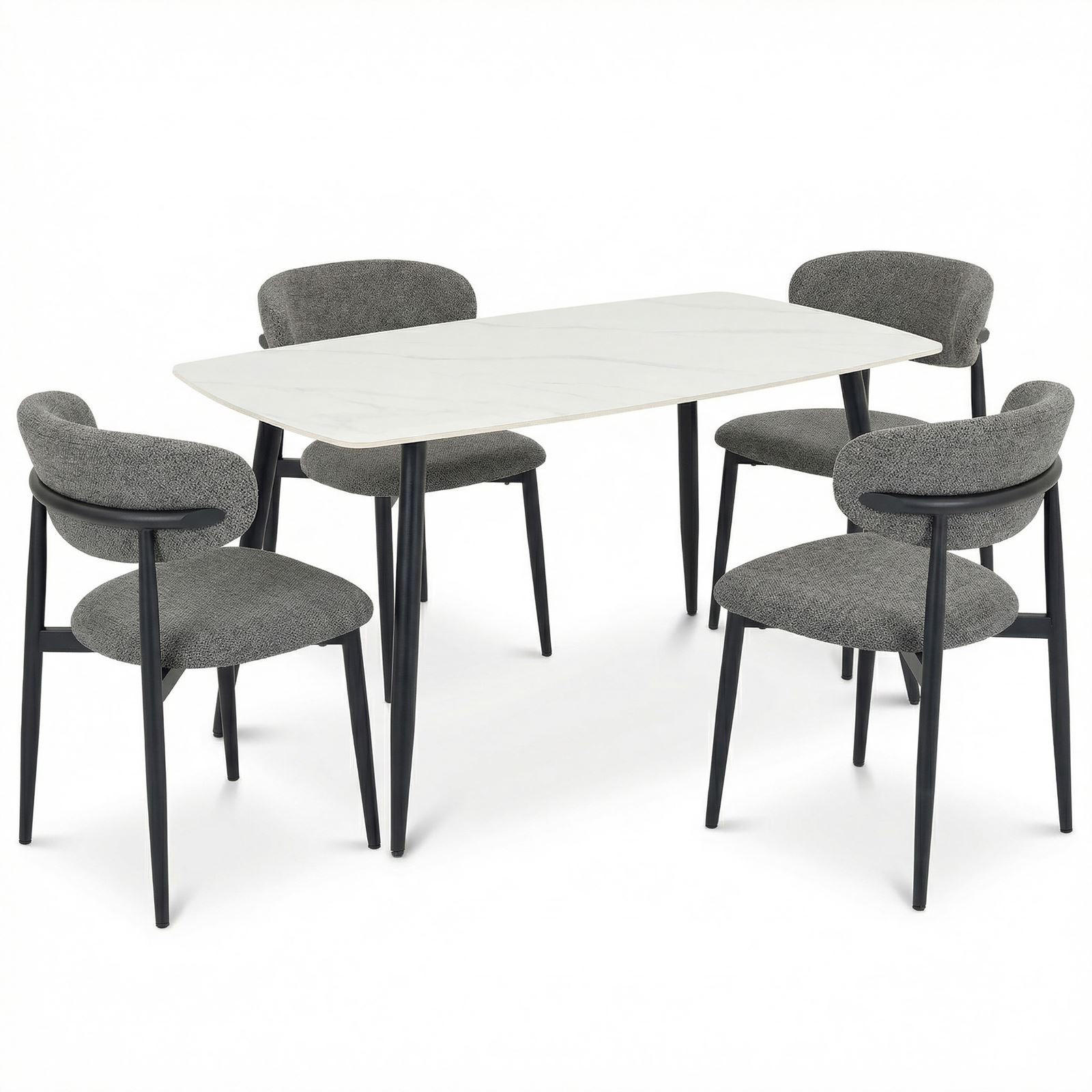 ESSGRUPPE MORA/AZUL 5er Set grau, cremeweiß - Grau, Metall - IDIMEX