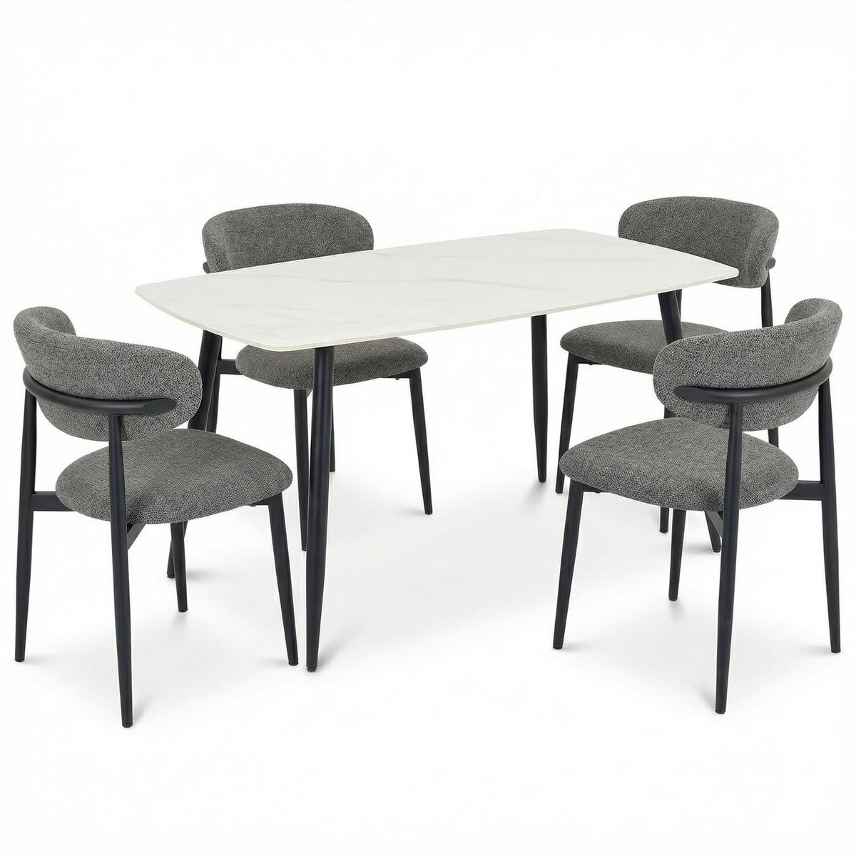 ESSGRUPPE MORA/AZUL 5er Set grau, cremeweiß - Grau, Metall - IDIMEX