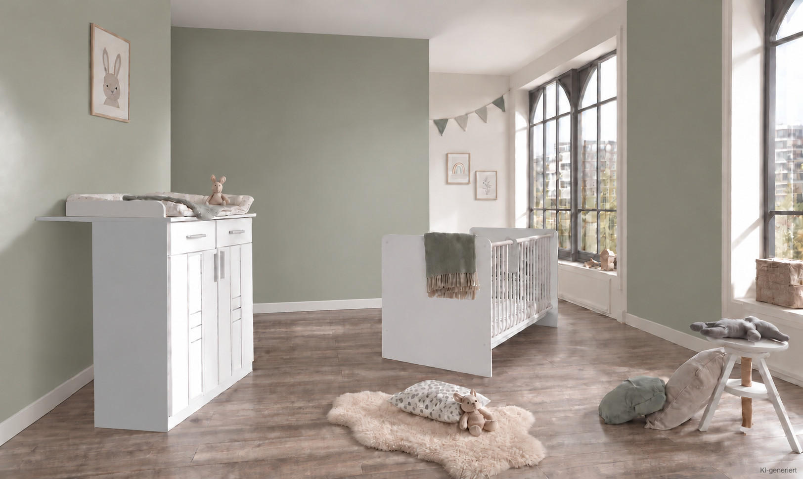 BABYZIMMER Bela Borkum in Landhaus Weiß 3 teilig - Weiß, Holzwerkstoff (120/200/80cm)