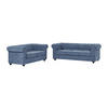 COUCHGARNITUR ohne Schlaffunktion - 5 -Sitzer - Polyester - blau - CHESTERFIELD - Blau, Textil (205/72/88cm) - Vente-Unique