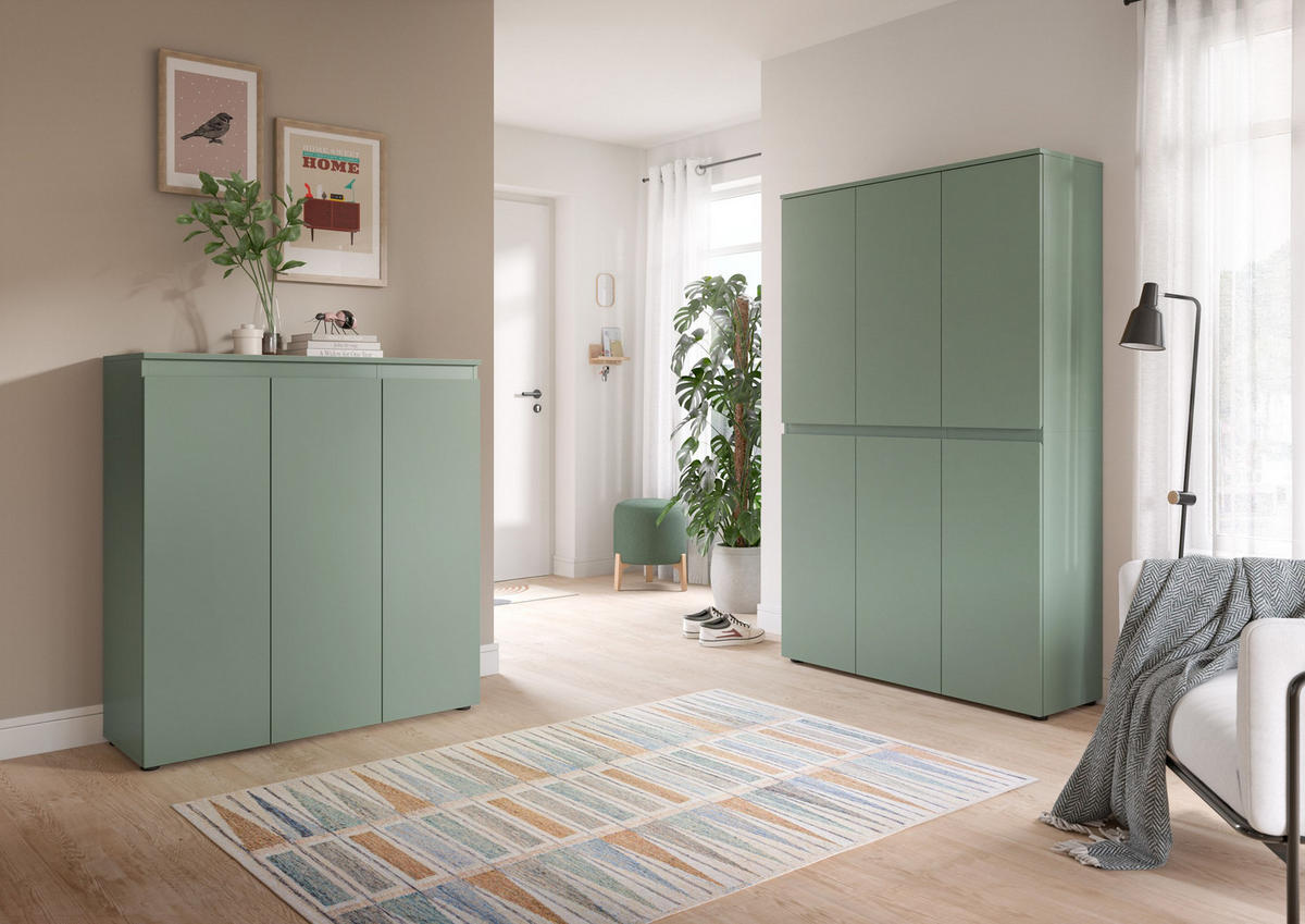 UNIVERSALSCHRANK SCARPA (B/H/T: ca. 235/175/37 cm) in Smoke Green/Smoke Green - Dunkelgrün, Holzwerkstoff (235/175/37cm)