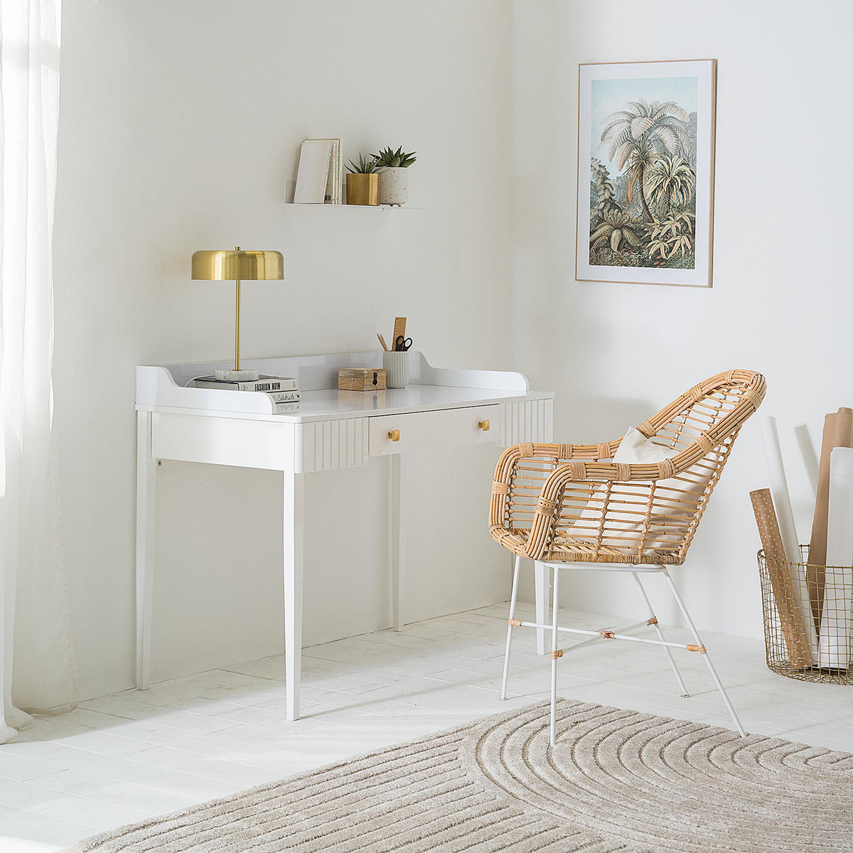 SCHREIBTISCH - Weiß Hochglanz, Holz/Holzwerkstoff (60/110/85cm) - home24