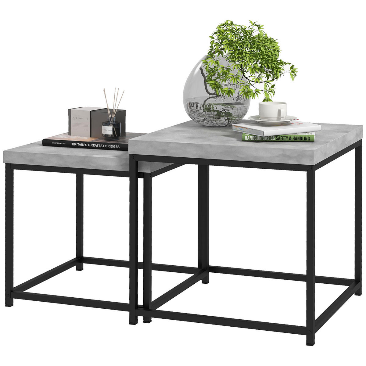 BEISTELLTISCH Grau 2 Stück - Grau, Naturmaterialien (45/45/45cm) - GiPP