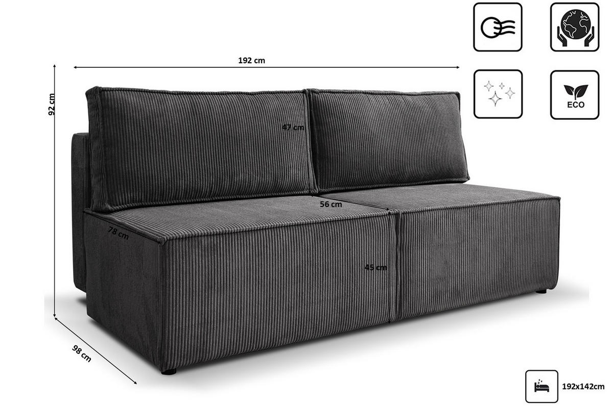 SCHLAFSOFA Mit Bettzeugfach COMPI Dunkelgrau - Dunkelgrau, Holz/Textil (192/92/98cm) - Kaiser Möbel