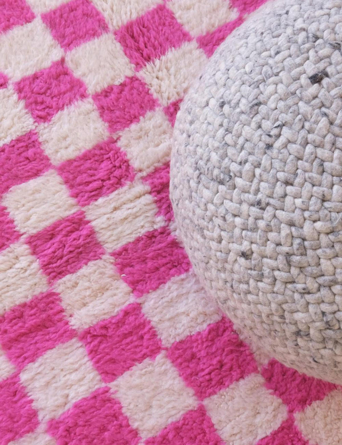 BERBERTEPPICH mit Karomuster 176x 208 cm - Pink, Naturmaterialien (176/208cm) - AFK Living