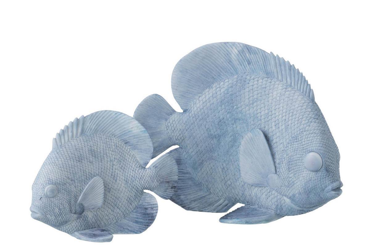 DEKOOBJEKT FISCH - Blau, Glas/Naturmaterialien (12/23/29cm) - J-Line
