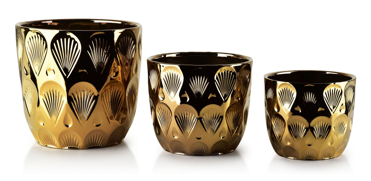 BLUMENTÖPFEN Neva Gold 21/21/19 cm Keramik - Goldfarben, Keramik (21/19cm) - Mondex