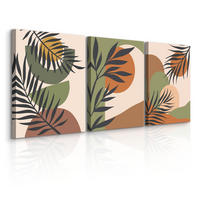 LEINWANDBILDER 3-er Set Blätter Boho - Beige/Schwarz, Textil (90/40cm) - Muralo