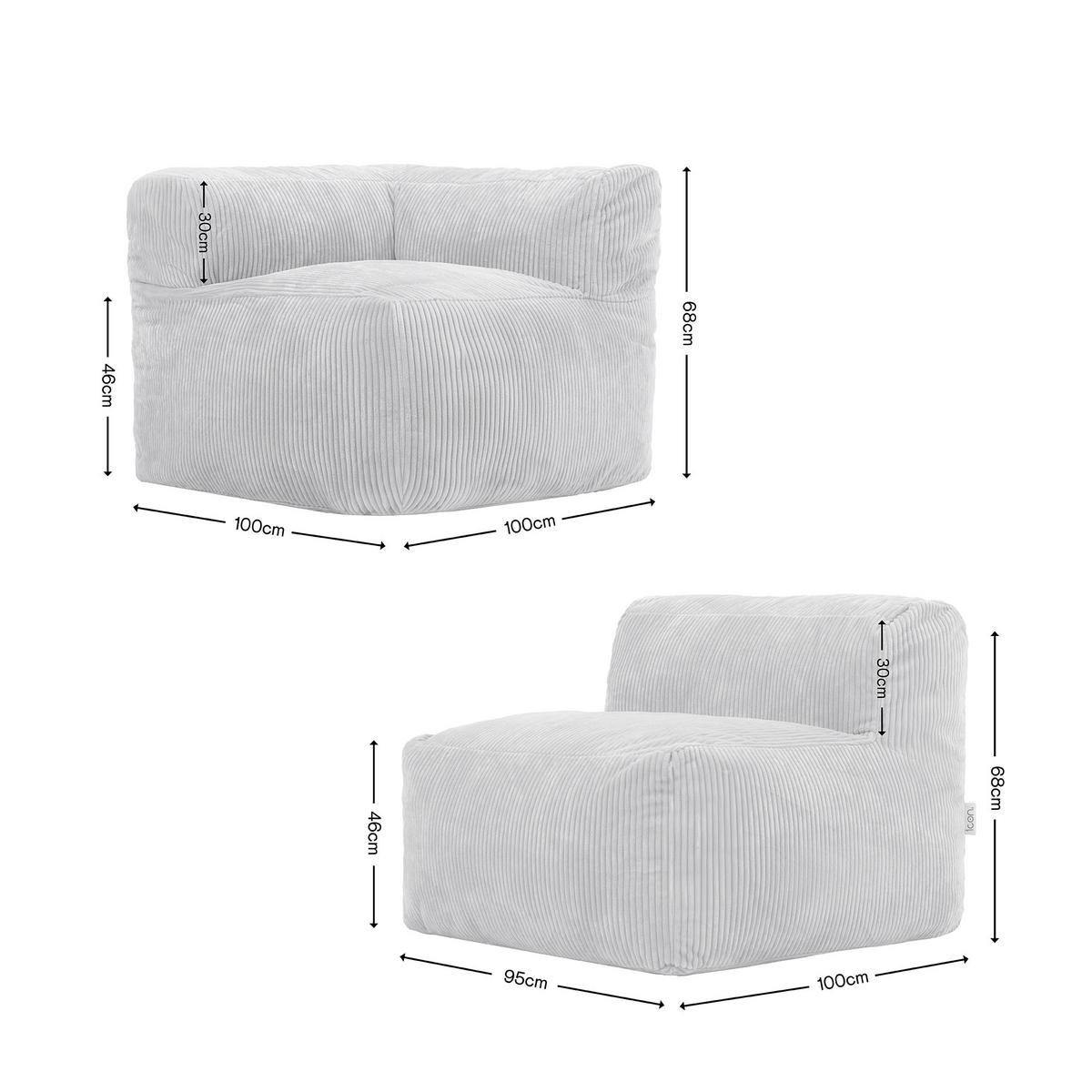 SITZSACK-SOFA 4-tlg. ZEN: 2 Ecksessel, 2 Sessel - Grau, Textil (450/68/100cm) - icon