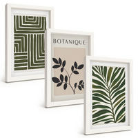 BILDER SET 3er Set - 20x30 cm Weißer Rahmen - Botanischer Boho-Minimalismus - Weiß, Kunststoff (20/30cm) - TULUP