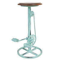 HOCKER aus Metall und Holz, 40x73cm - Blau, Holz (40/73/40cm) - Wanderlust