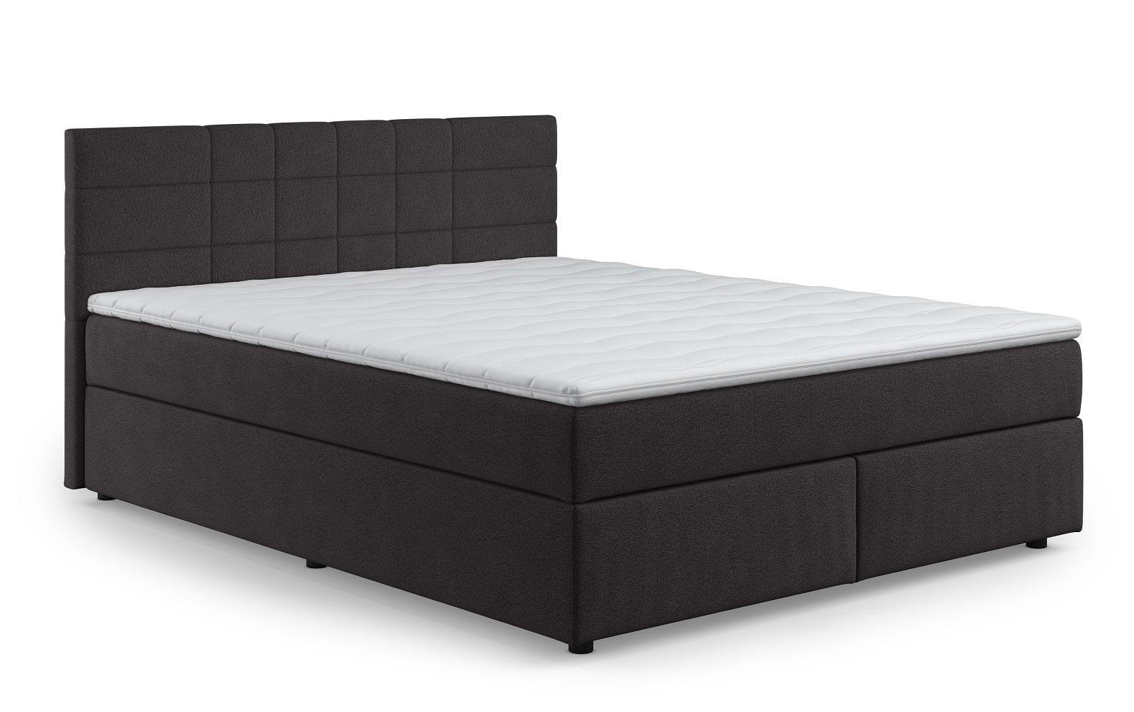 BOXBETT 140/160/180x200 – inkl. Topper, 7‑Zonen Taschenfederkern-Matratze, New York-Stoff - Anthrazit/Schwarz, Holz/Kunststoff (140/200cm) - Cotta