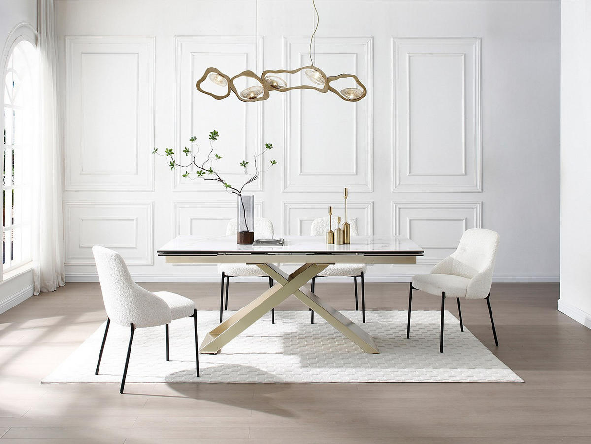 ESSTISCH - 6 Personen, 8 Personen, 10 Personen - Glas, Keramik - Weiß - XERENA - Weiß, Glas/Keramik (90/220/76cm) - Vente-Unique