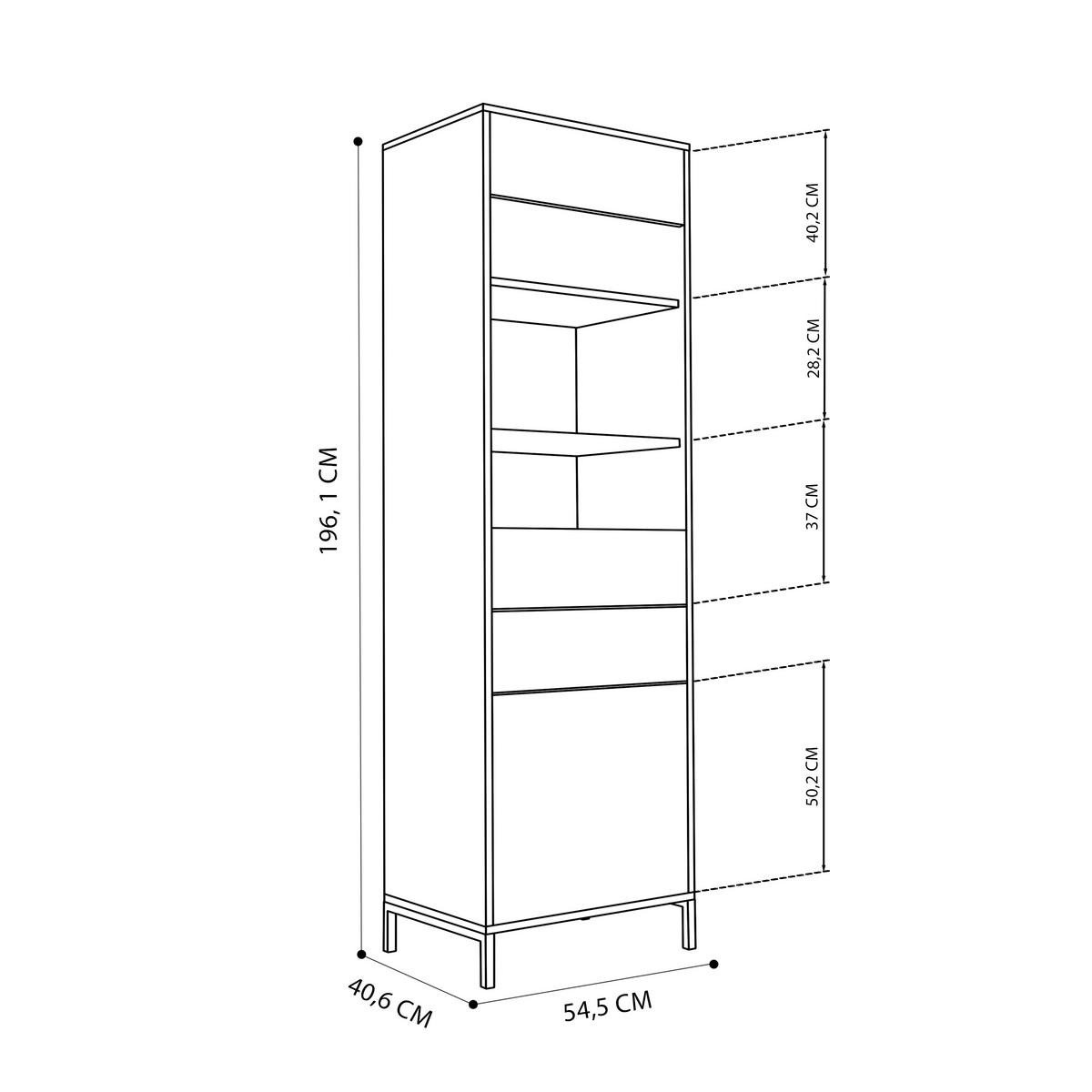 GLASVITRINE klein mit 1 Schublade und 2 Türen, Blau - Blau, Holzwerkstoff (196/55/41cm) - Idohome