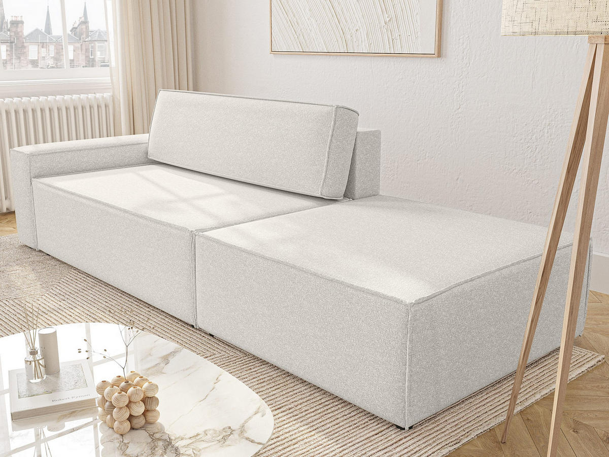 SCHLAFSOFA Lummo Si mit Schlaffunktion, Cremeweiß - Weiß, Textil (263/70/100cm) - Fedve