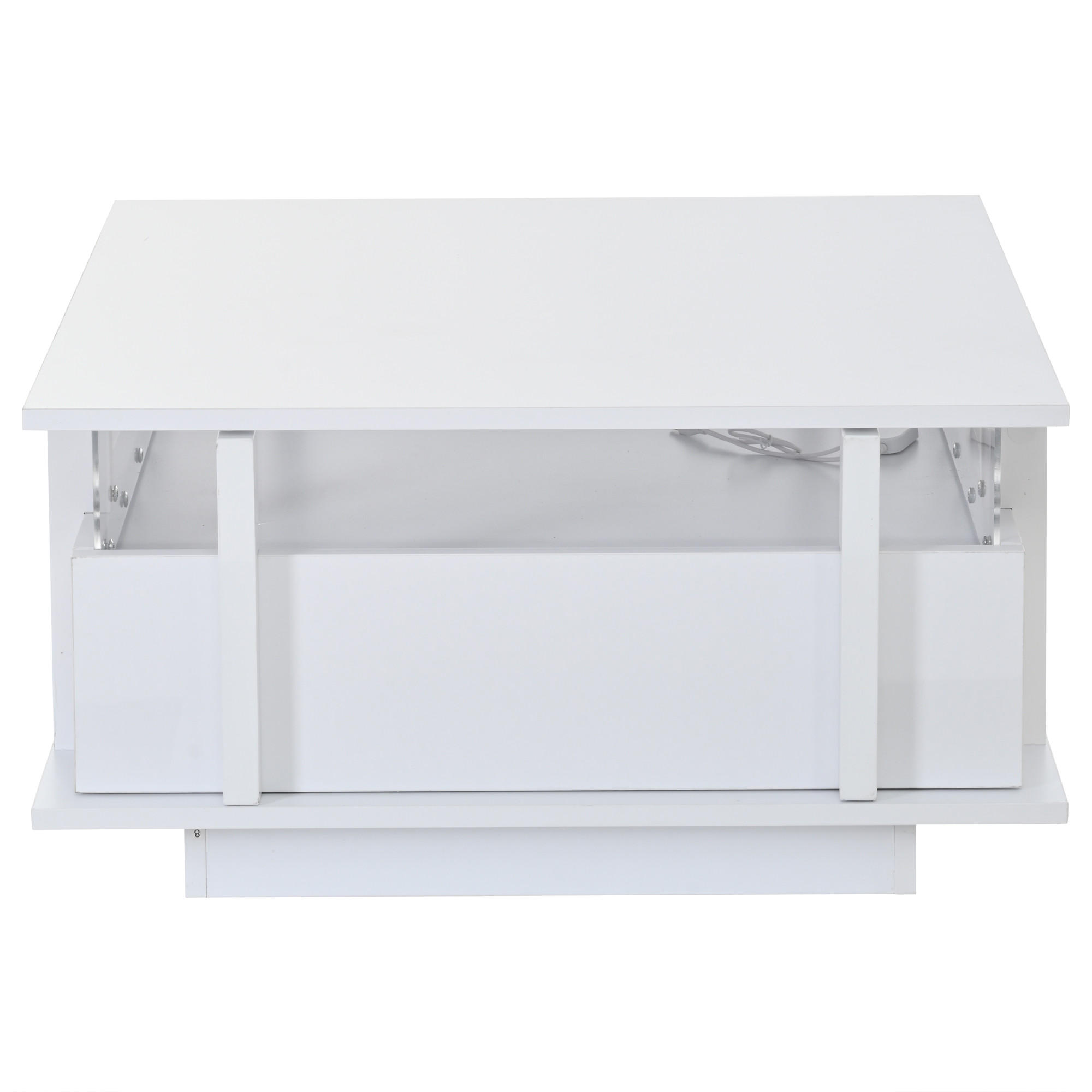 COUCHTISCH Hochglanz Weiß LED 70/70/35 cm - Weiß, Holzwerkstoff (70/70/35cm)