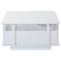 COUCHTISCH Hochglanz Weiß LED 70/70/35 cm - Weiß, Holzwerkstoff (70/70/35cm)