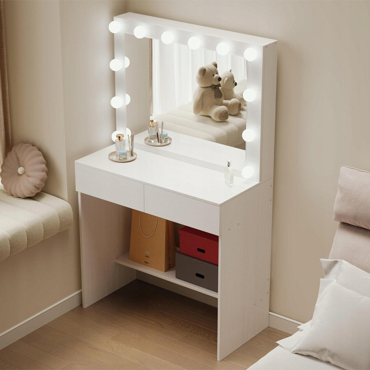 FRISIERTISCH, Weiß, 80/140/40 cm - Weiß, Holzwerkstoff (80/140/40cm)