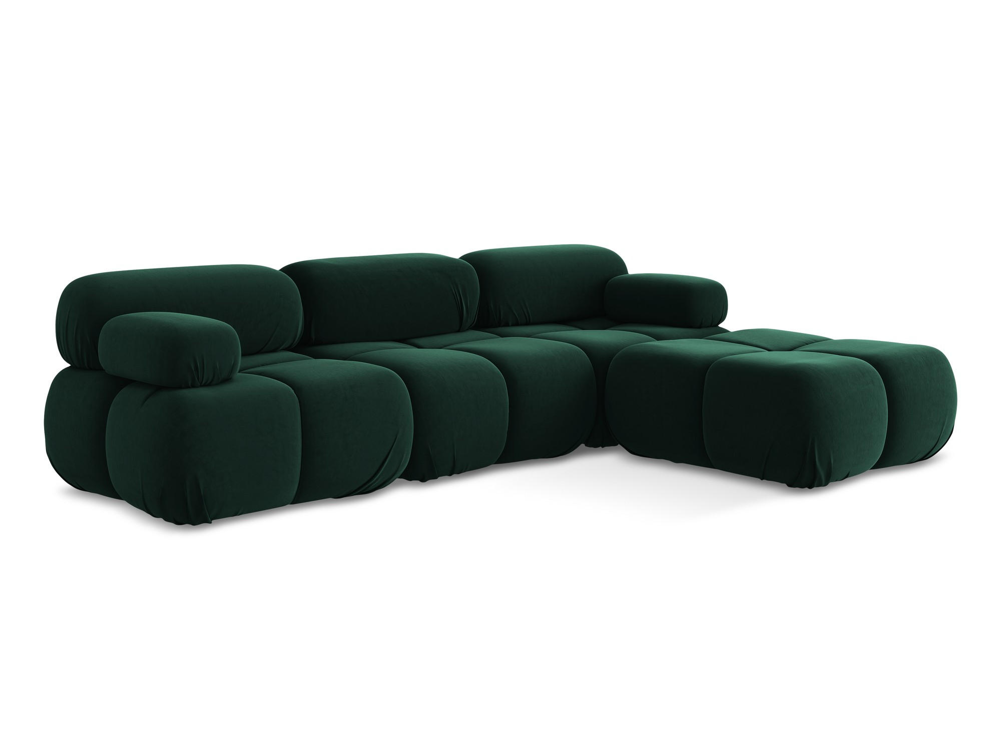 ECKSOFA Beidseitig Samt Stoff Grün - Blau/Dunkelgrün, Kunststoff/Textil (285/191cm) - Makamii