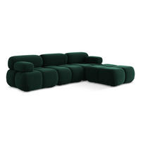 ECKSOFA Beidseitig Samt Stoff Grün - Blau/Dunkelgrün, Kunststoff/Textil (285/191cm) - Makamii
