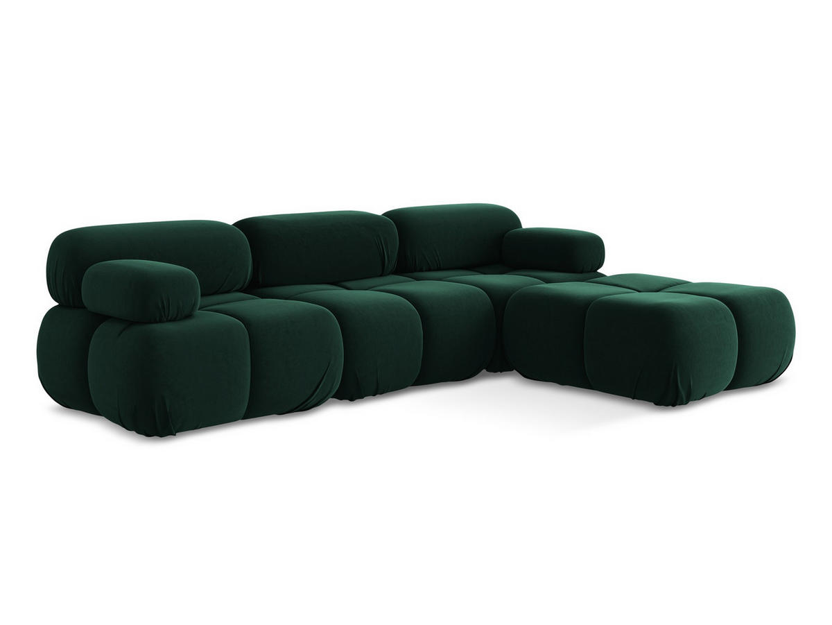 ECKSOFA Beidseitig Samt Stoff Grün - Blau/Dunkelgrün, Kunststoff/Textil (285/191cm) - Makamii