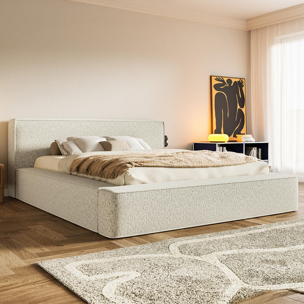 POLSTERBETT Mummo Premium 200x200 cm, Beige - Beige, Textil (200/200cm) - Fedve