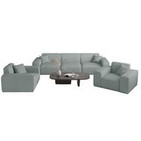 SOFASET Celes Premium 3-1-1 Stoff Scala - Pastellblau, Holzwerkstoff/Textil (225/73/88cm) - Fun Möbel