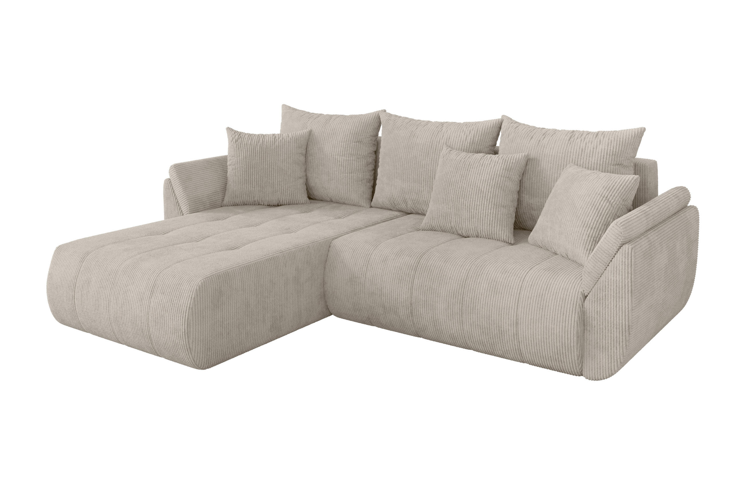 ECKSOFA mit Schlaffunktion Ottomane Links TOKO-L 277x194x86 Creme Cord - Ecru/Creme, Holzwerkstoff/Kunststoff (277/194cm) - ALTDECOR