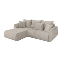 ROHOVÁ SEDAČKA s funkcí spaní, otoman vlevo TOKO-L 277x194x86 krémová manšestr - černá/krémová, kompozitní dřevo/textil (277/194cm) - ALTDECOR