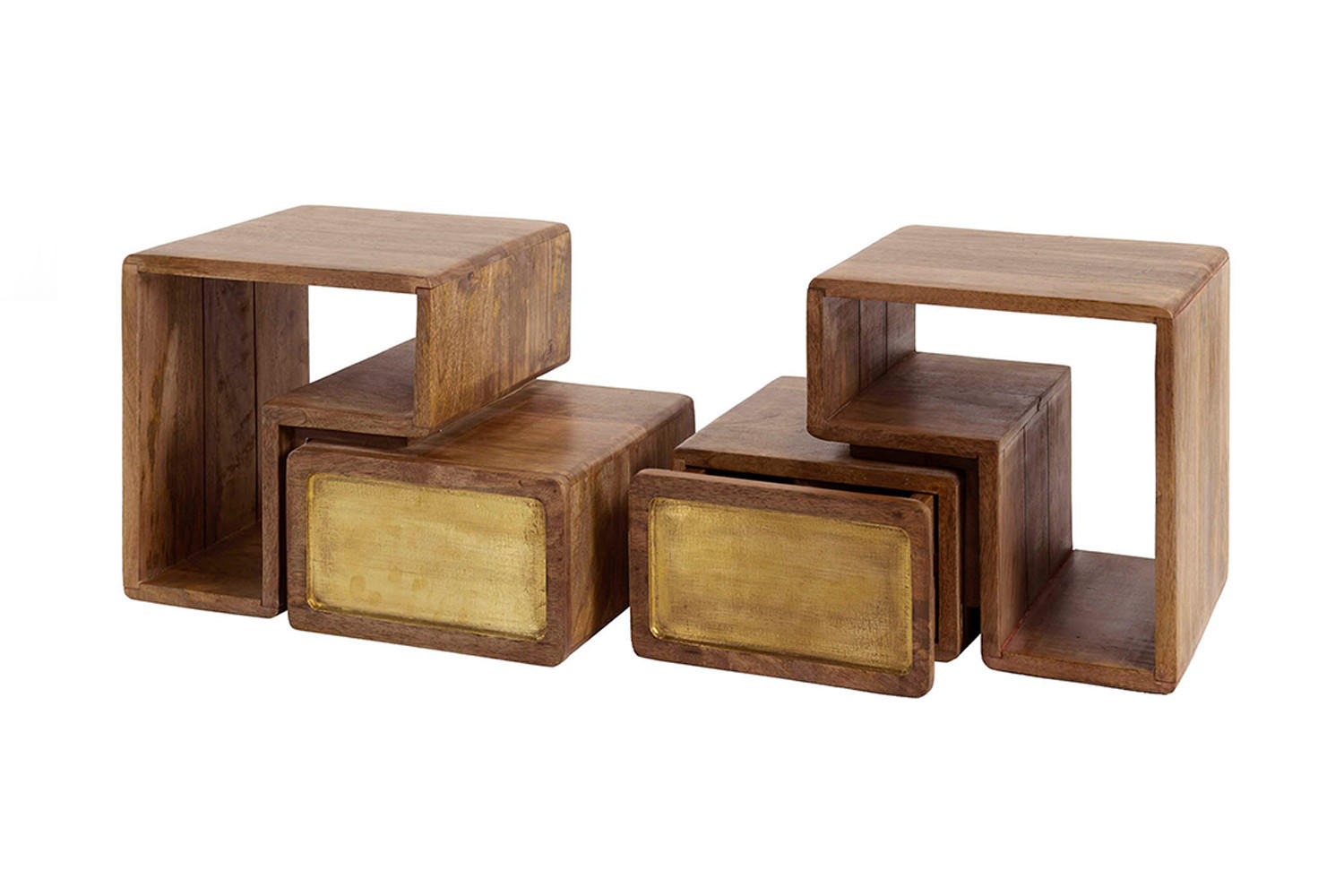 NACHTTISCH BRASY 2ER SET Holz Mango - Braun, Holz (42/30/30cm) - KAWOLA