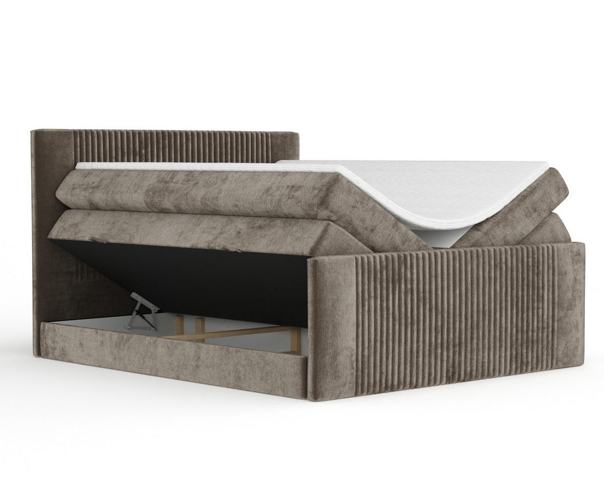 BOXSPRINGBETT Bergamo Braun 180/200 cm - Schwarz/Braun, Holz/Holzwerkstoff (180/200cm) - Maison de Reve