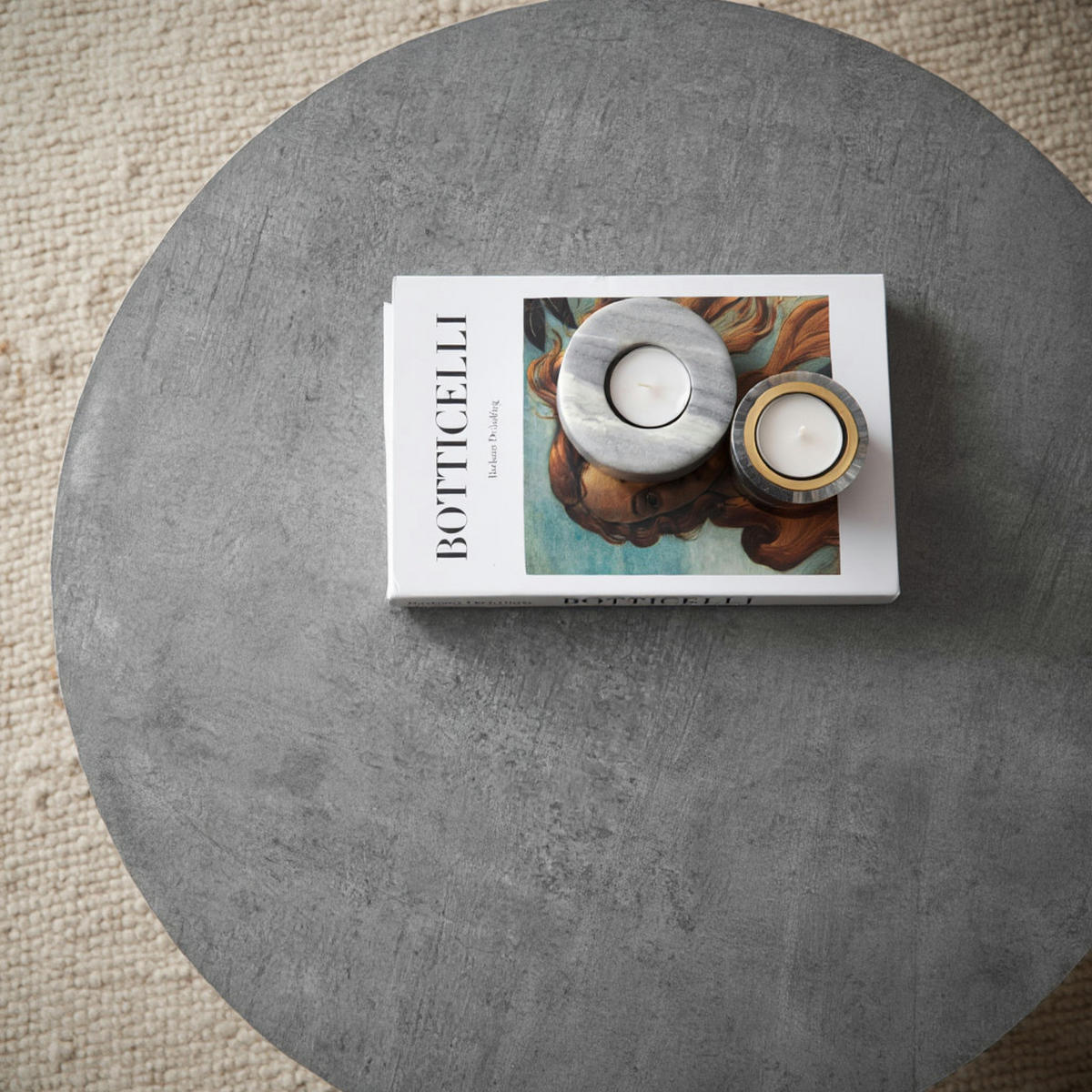 COUCHTISCH rund in Stein-Optik – moderner Look in Grau, Grau 60x60x30 cm - Grau, Holzwerkstoff (60/60/30cm) - KADIMA DESIGN