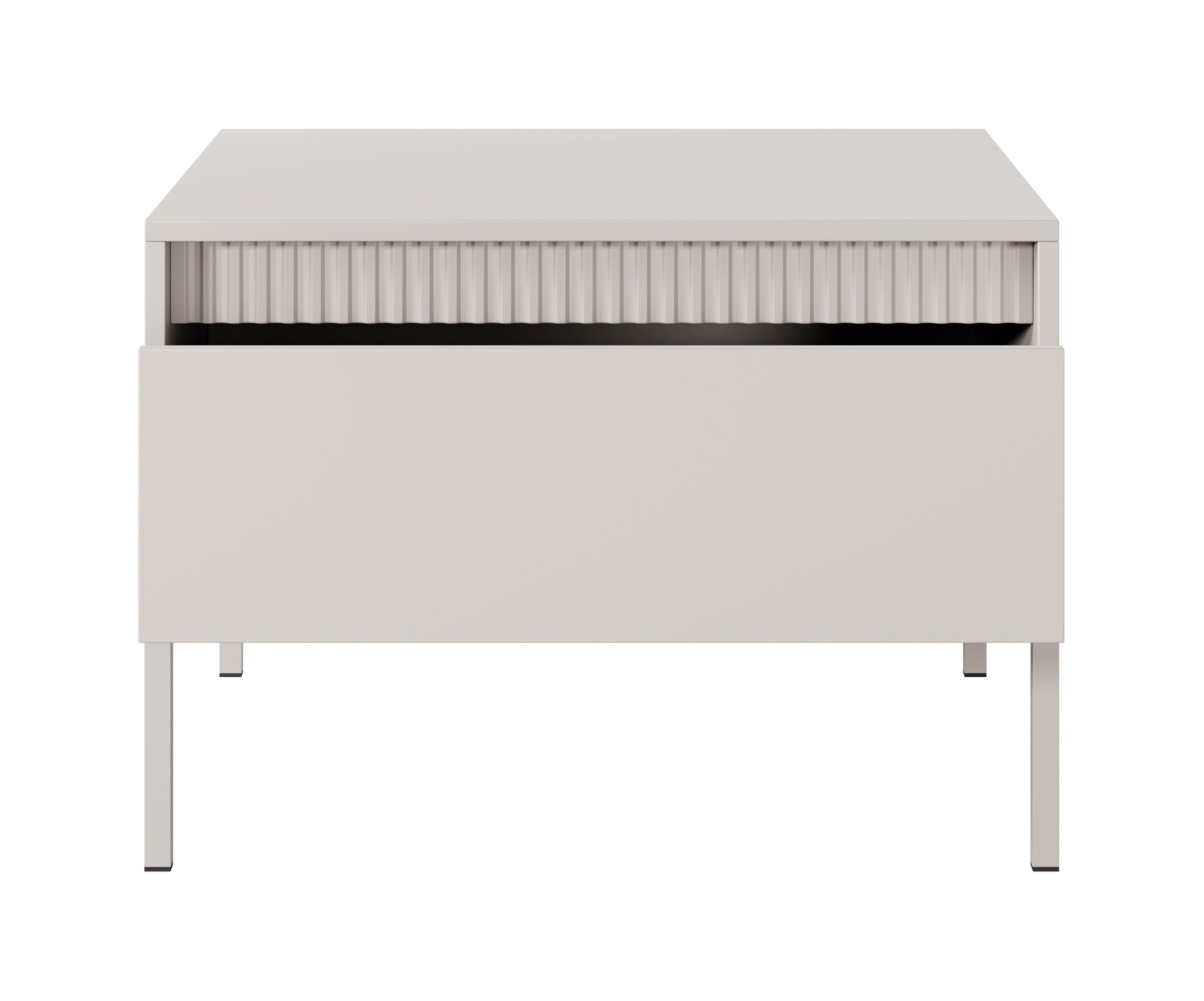 COUCHTISCH Trentinis 1S Beige 68/48,4/68 cm – Geriffelten Fronten - Beige, Holzwerkstoff/Metall (68/68/48.4cm) - AX Living