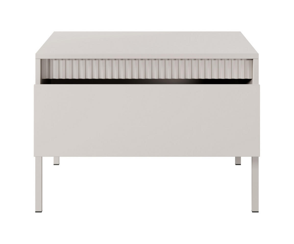 COUCHTISCH Trentinis 1S Beige 68/48,4/68 cm – Geriffelten Fronten - Beige, Holzwerkstoff/Metall (68/68/48.4cm) - AX Living